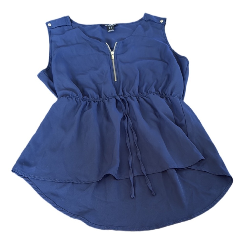 EUC Navy Blue Sleeveless Top with Zipper